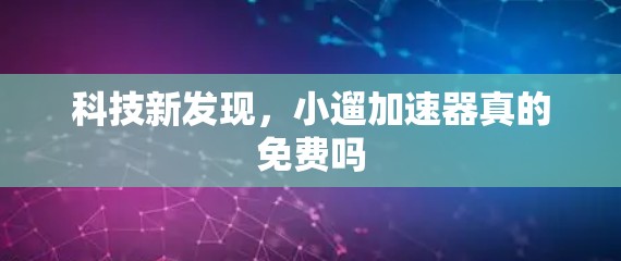 科技新发现，小遛加速器真的免费吗