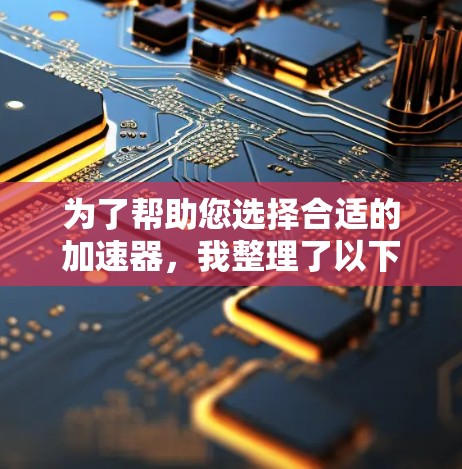 为了帮助您选择合适的加速器，我整理了以下推荐，根据您的使用场景和需求来选择