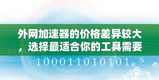 外网加速器的价格差异较大，选择最适合你的工具需要根据你的需求、预算和使用频率来综合考虑。以下是一些常见的外网加速器推荐，帮助你找到一个性价比高的选择