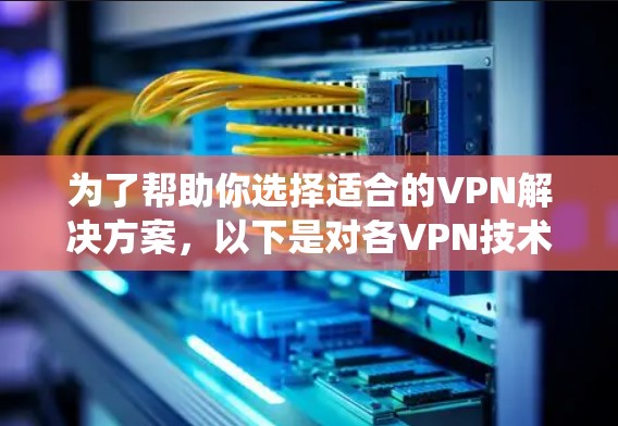 为了帮助你选择适合的VPN解决方案，以下是对各VPN技术的系统介绍，涵盖定义、原理、应用场景、优缺点及使用方法